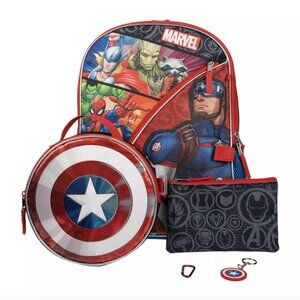 Marvel Avengers Backpack and Lunch Box Set - Captain America, Thor, Spider-Man